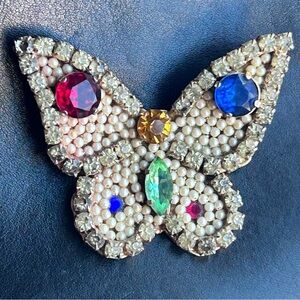 Vintage Rhinestone Butterfly Brooch Estate statement piece